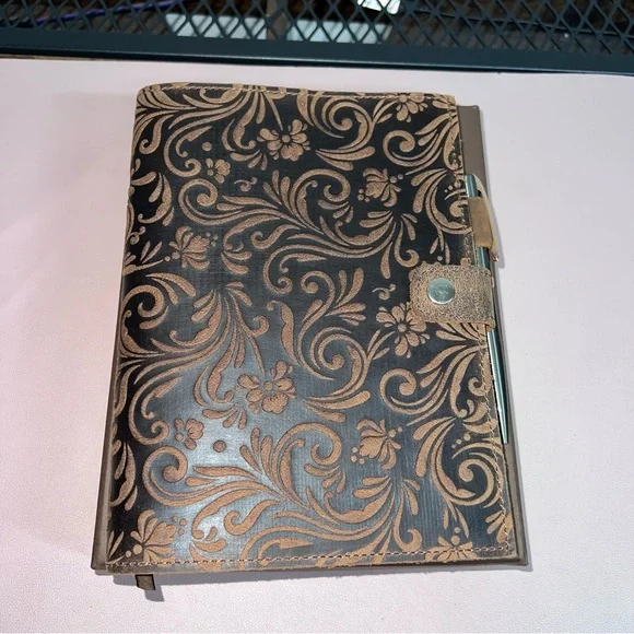 NEW Moonster Leather Flower Notebook Journal Refillable Travel Diary with Pen - Picture 1 of 7
